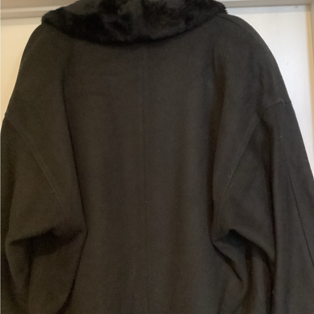 Black 100% Wool Jacket with Faux Fur - Picture 6 of 8